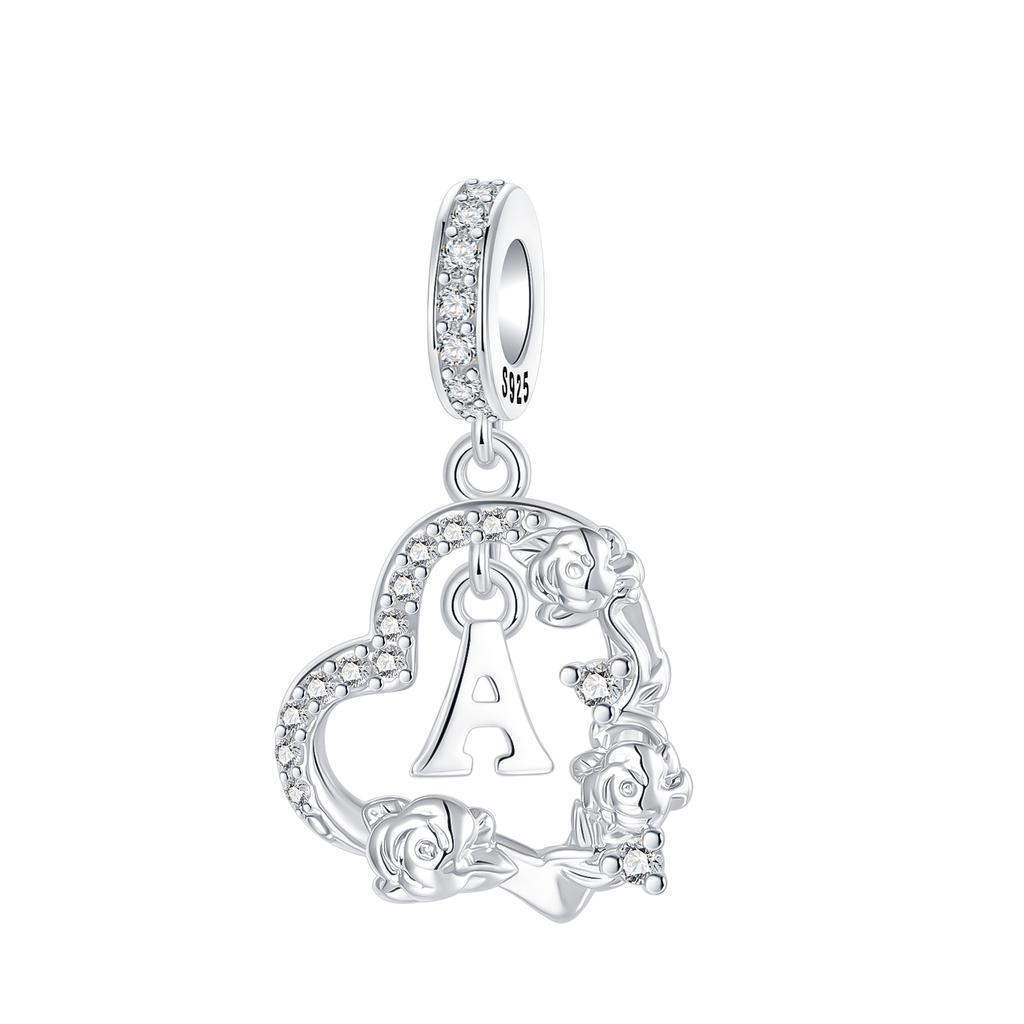 Silve Letter A M Floral Border Pendant Charms Ideal For Original Design Bracelet Beads Necklace Do-It-Yourself Female Jewelry