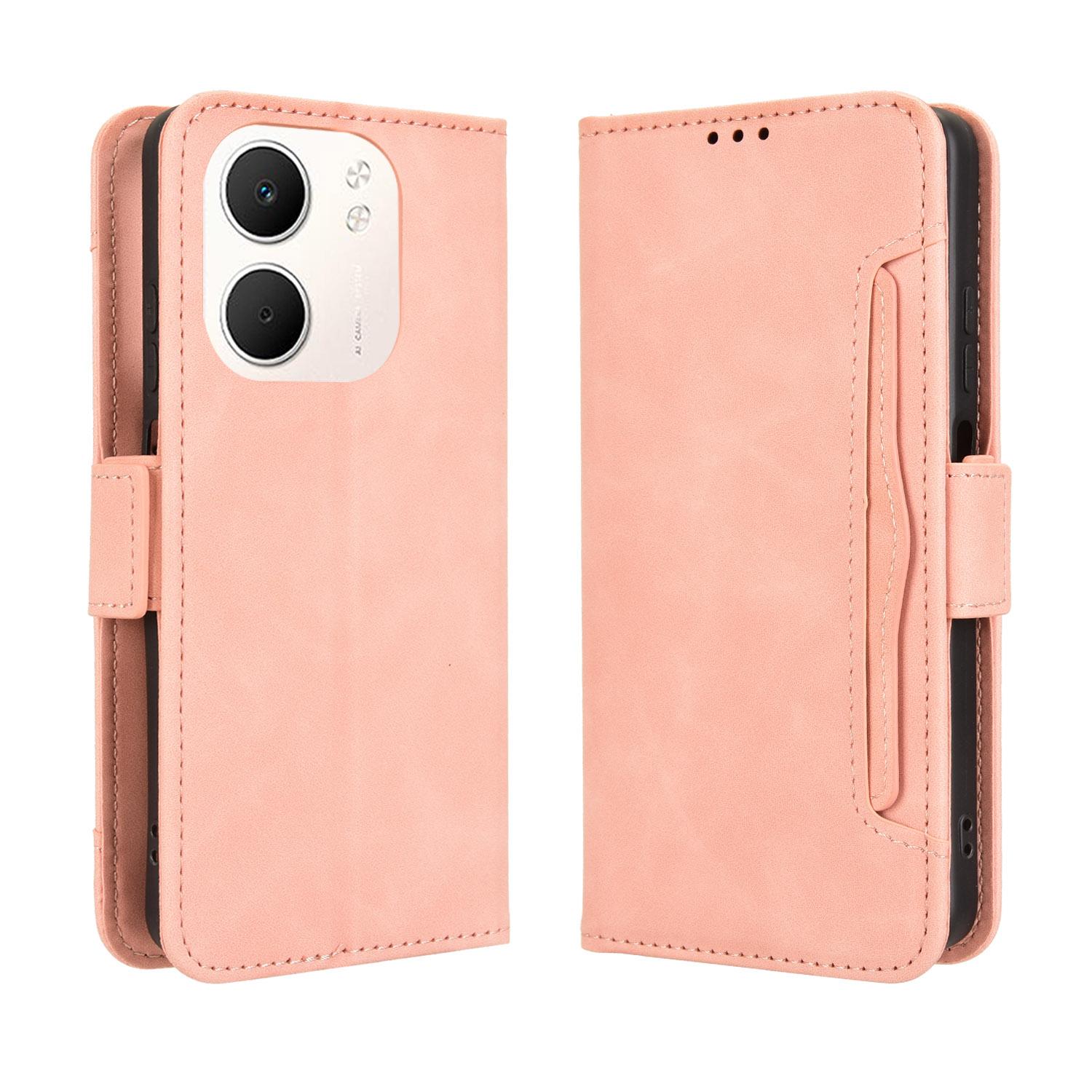 

For Oppo A5x 5G/Oppo A5x 4G Leather Case Phone Wallet Cover with Multiple Card Slots Pink