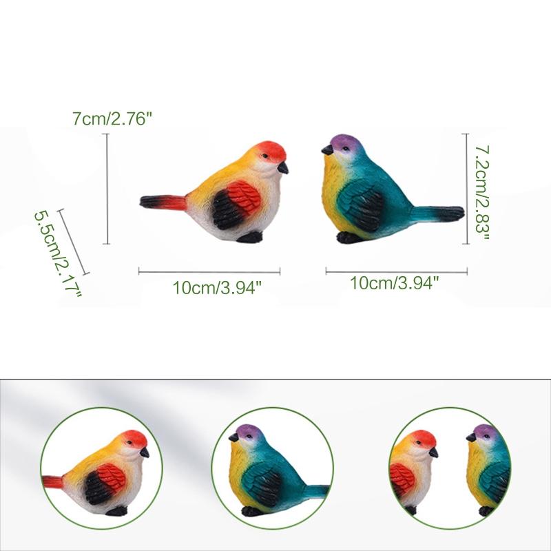 Søte fuglefigurer 2 stk/sett Harpiks Dyr Miniatyr Statue Kunst Håndverk Dekor for Hjem Utendørs Hage Hage Hage Dekor gave