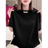 Women's High-End Fashionable Printed Short-Sleeve T-Shirt, Loose Fit, Round Neck, Slimming, Versatile Casual Top 