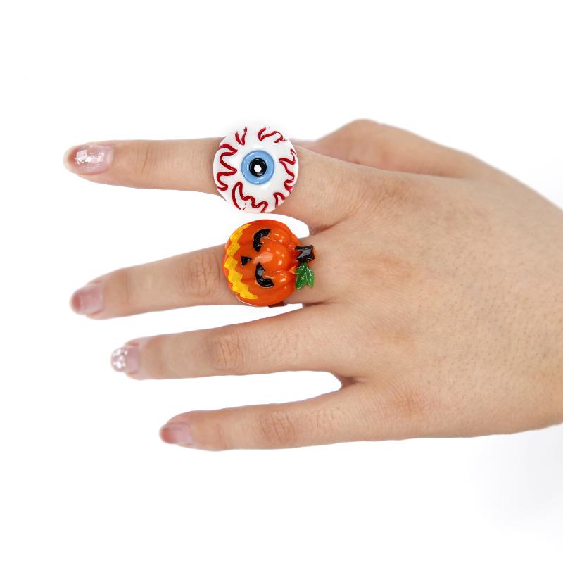 12pcs Halloween Ring Set Perfect for Adult Kids Party Decorations Cartoonish Ghost Pumpkin Open Rings for Party Favors