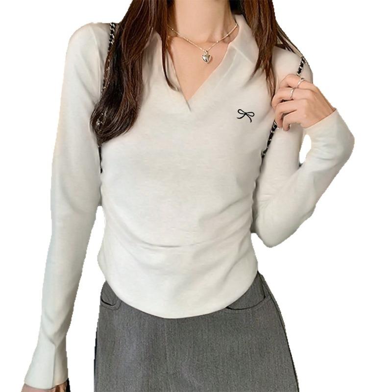 Hot Girl Versatile Long-sleeved Inner Shirt Top T-shirt Women's Spring and Summer Independent Station