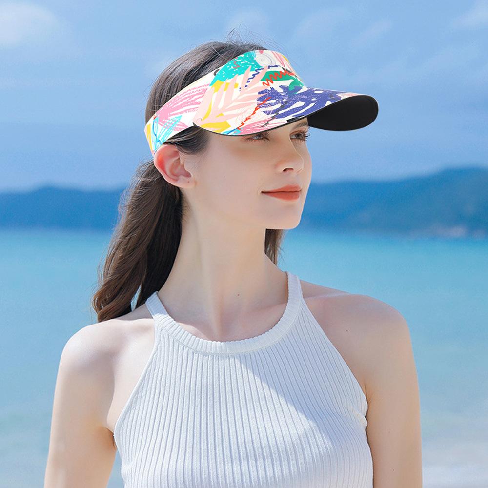 Unisex Printed Empty Top Sun Visor,Fashion Breathable UV Protection Hat,Lightweight Adjustable for Outdoor Sports,Hiking,Beach