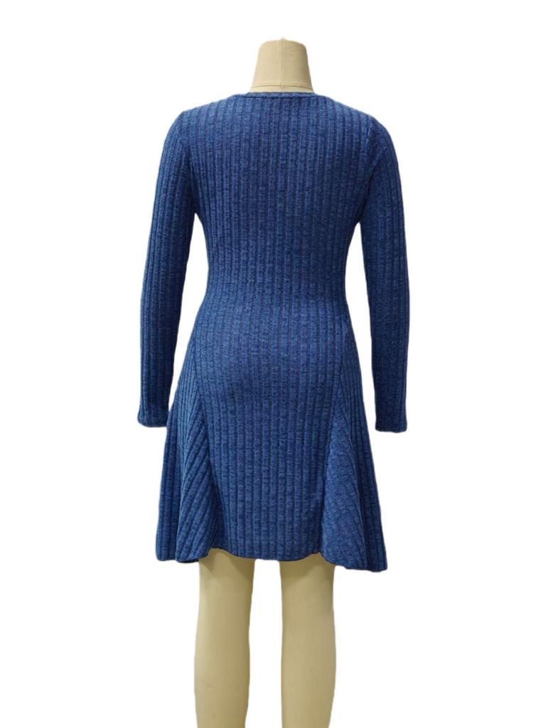 2026 Bohemian Irregular Ribbed Solid Color Dress for Women, Autumn/Winter Collection