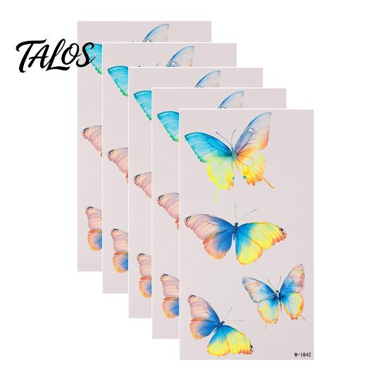 Talos 5 Sheets Butterfly Tattoo Stickers, Waterproof Temporary Flower Tattoos, Colorful Face Body Tattoos for Parties Night Club Music Festival