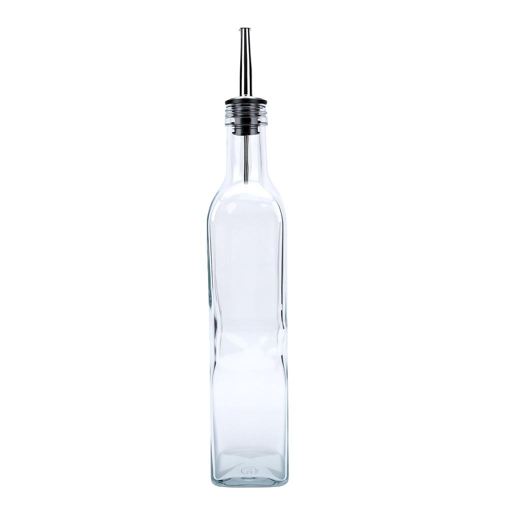 500ml Oil Dispenser Bottle Clear Glass Olive Oil Dispenser Stainless Steel Leakproof Spout Bottle for Kitchen Vinegar