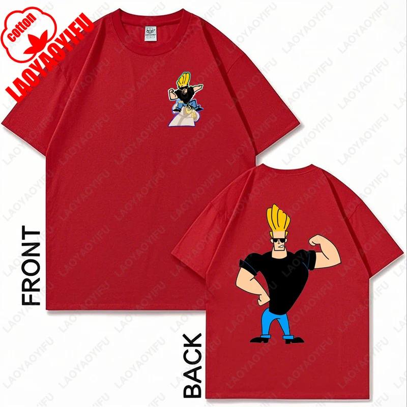 Johnny Bravo Cartoon Character Graphic TShirt Casual Cotton Unisex Women Fun Fashion Tees Brother Friend Couple All Match Gift Tops