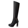 Stivali Alti al Ginocchio Moda Scarpe Invernali da Donna Pelliccia Caldi Stivali da Neve Tacchi Alti Spessi Plateau Stivali Alti da Donna Scarpa Bianca Nera Signora