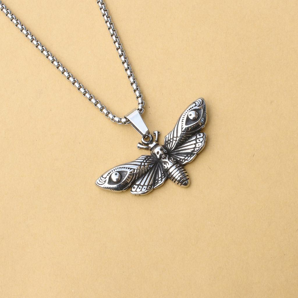 Moth Necklace European and American Popular Men's Moth Pendant