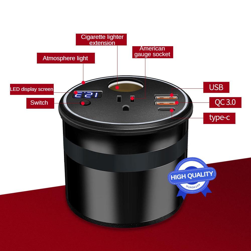 150W Portable Car Charger LED Digital Display Mini Power Converter High Power Car Inverter