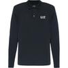 Ea7 Solid Logo Label Pullover Long Sleeve Polo Shirt Men Tops Blue 8NPF15-PJVQZ-1562