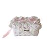 Bowknot Bow Cosmetic Bag Desktop Storage Wrinkled Edge Korean Style Pencil Case Wash Pouch Ins Style Bow Pencil Pouch