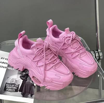Spring 2024 New Dad Shoes Breathable Women Platform Solid Color Sneakers Casual Shoes Women Small White Shoes