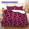 Pink Leopard Pattern Pattern Bedding Quilt Set Quilt Cover Pillowcase Home Decoration Gift (1 * Duvet Cover + 2 * Pillowcase, Without Core)