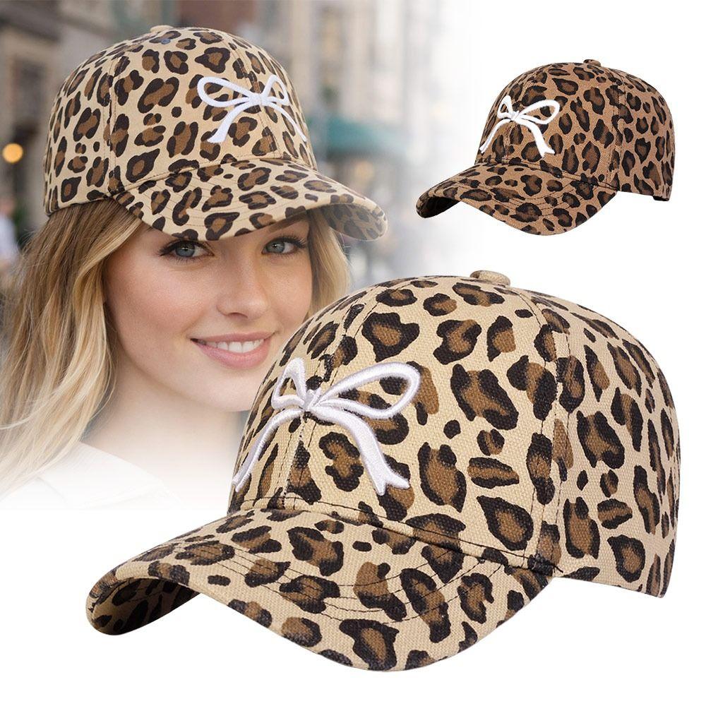 Fashion Leopard Print Baseball Cap Butterfly Adjustable Y2K Hat Embroidery Breathable Summer Cap