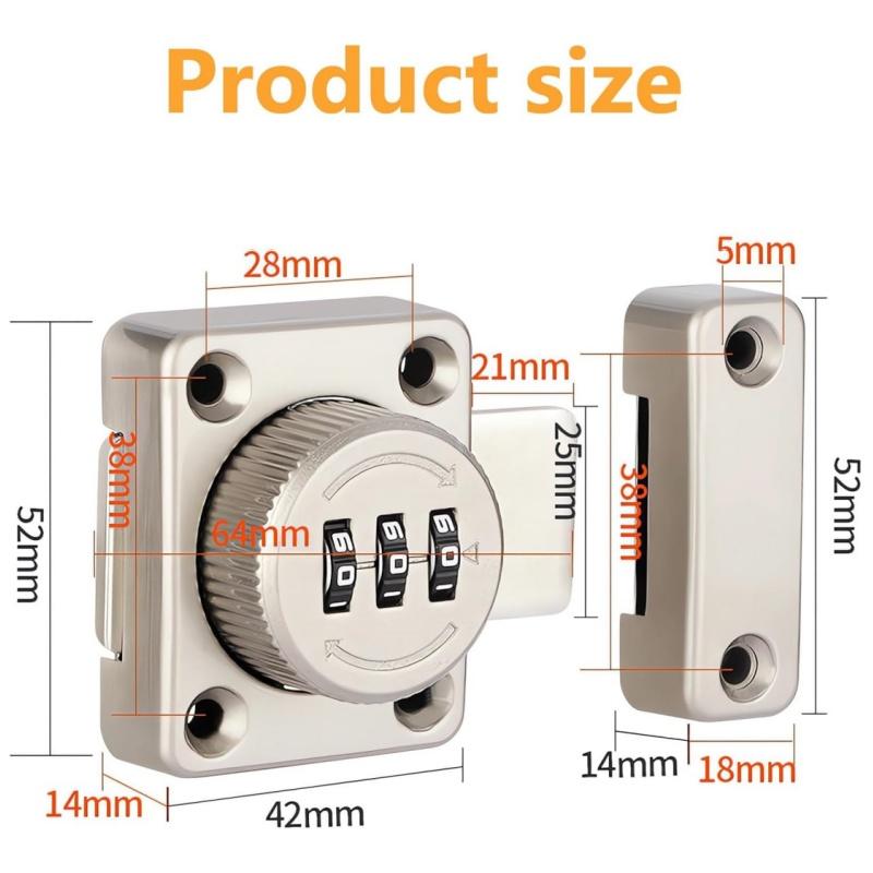 Password Rotate Bolt Latch 3 Digit Combination Home Security Latch Gate Latches Door Keyless Lock Twist Rotating Barrel Locks