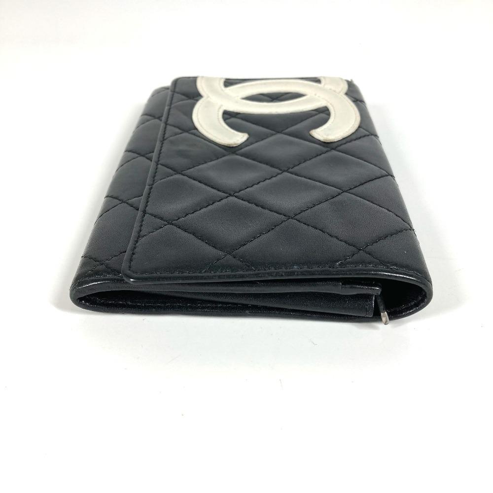 Chanel Cambon Line CC CC Mark Logo Compact Folded Wallet Leather Black/White