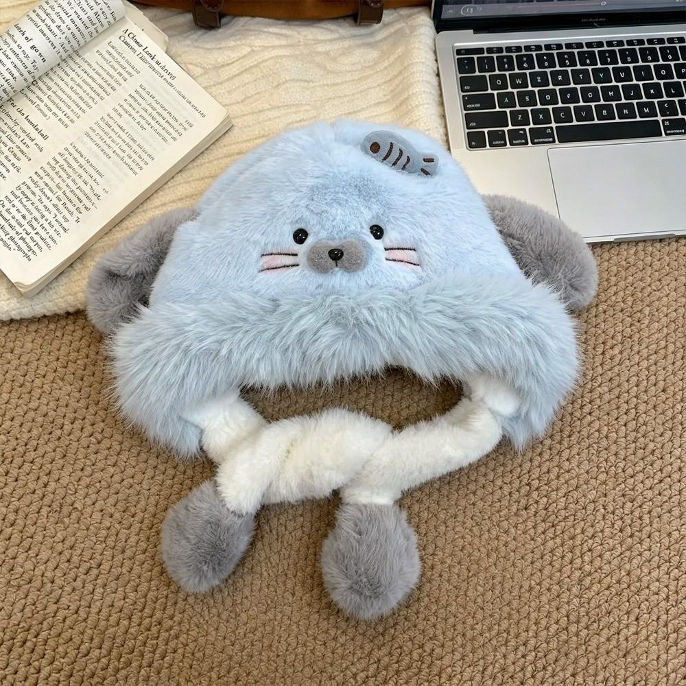 Earflap Winter Ear Protection Hat Polyester Moving Ears Hat Fun Thick Warm Hat Casual Daily Wear