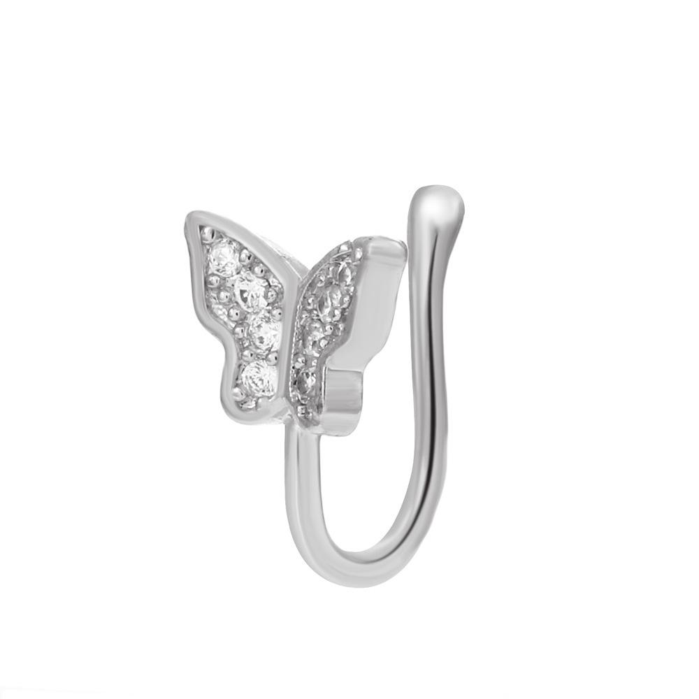 Non Perforated U-Shaped Nose Clip Copper Inlaid Zircon Star Shaped Heart Crown Nose Ring Nose Decoration Puncture Decoration