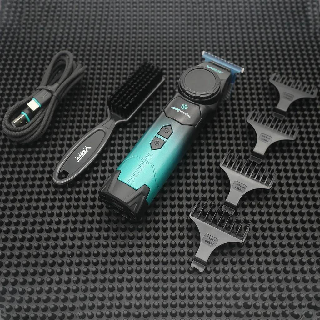 VGR Ice Technology Brushless Motor 8000RPM Metal Body Professional Hair Trimmer for Barber Haircut Machine Oil Head Clipper V-946 with LCD Display