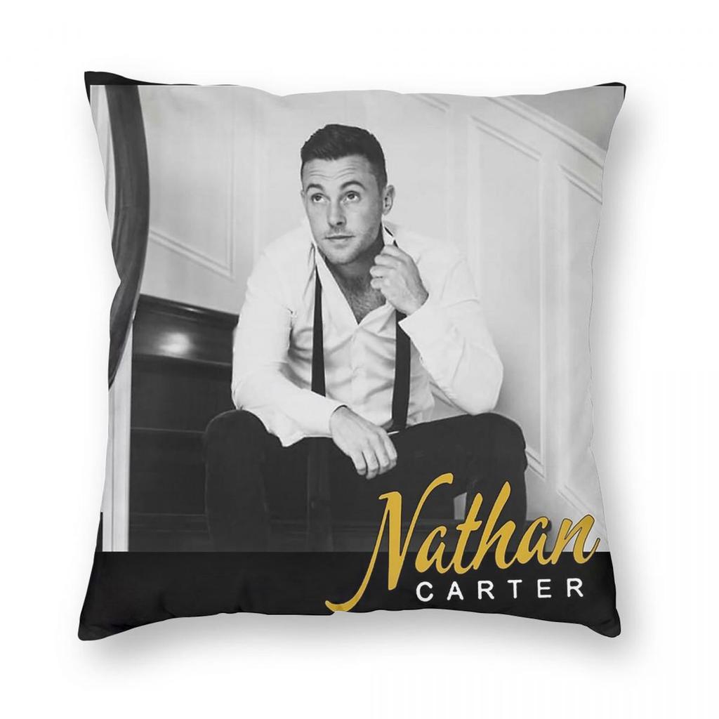 Handsome Nathan Carter Square Pillowcase Polyester Linen Velvet Pattern Zip Decor Throw Pillow Case Home Cushion Cover