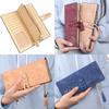 Elegant Women Leather Card Holder Long Trifold Wallet With Tassel And Checkbook Pocket