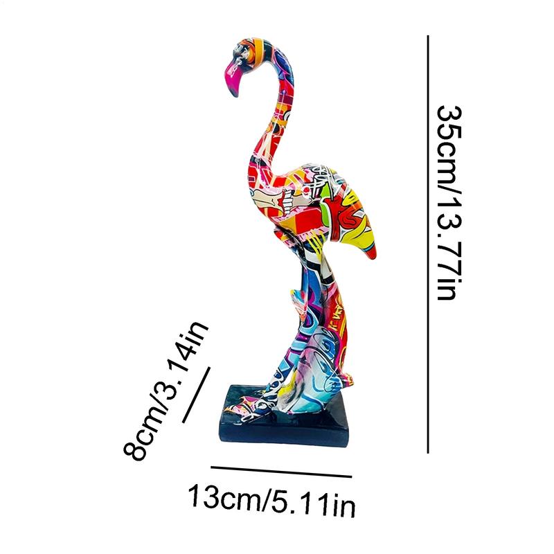 Graffiti Flamingo Skulptur Tierstatue Kunstfigurine Heimdeko für Wohnzimmer Schlafzimmer Bücherregal TV-Schrank Schreibtischdeko