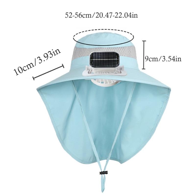 Solar Cooling Fan Hat Wide Border Children Hat Sun Protection Fishing Hat for Hiking Camping Fishing Activity