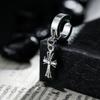 Vintage Trendy Cross Dangle Clip On Earrings For Men Hip Hop Fashion Jewelry