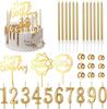 34 Pcs Birthday Candles Cake Toppers with 12 Long Thin Birthday Cake Candle 10 Numeral Birthday Candle 9 Ball Cake Toppers