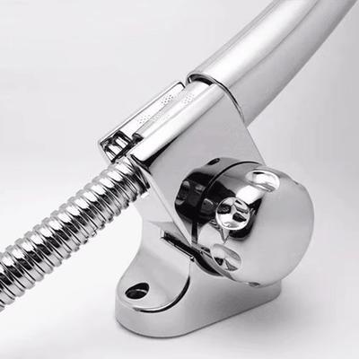 Supporto per soffione doccia in acciaio inossidabile galvanizzato argento, Supporto universale regolabile per soffione doccia da bagno, Senza foratura