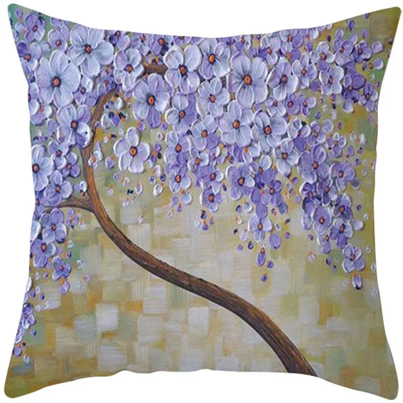 Oil Painting Tree Cushion Cover for Sofa Livingroom Pillow Case Home Decoration % Polyester Vintage Throw Pillow Cover
