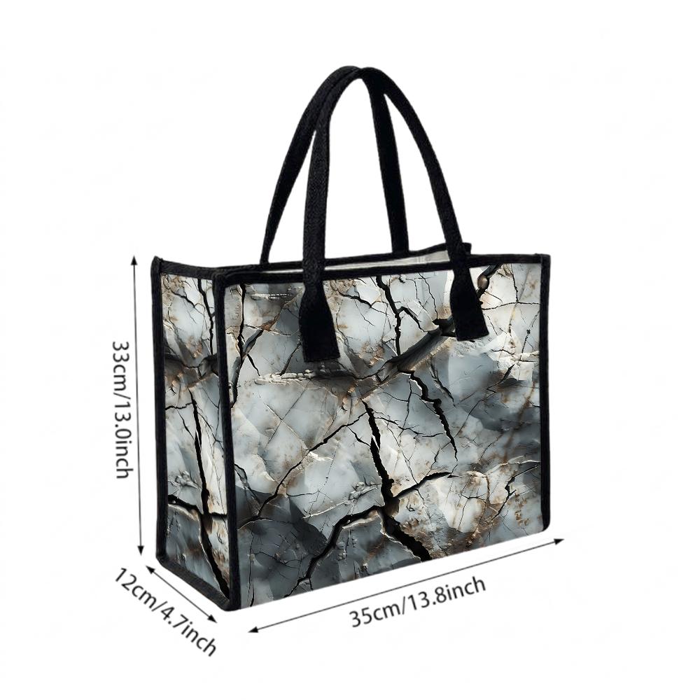 Cracked Pattern Large Tote Bag for Daily Commute Casual Reusable Shopping Handbag