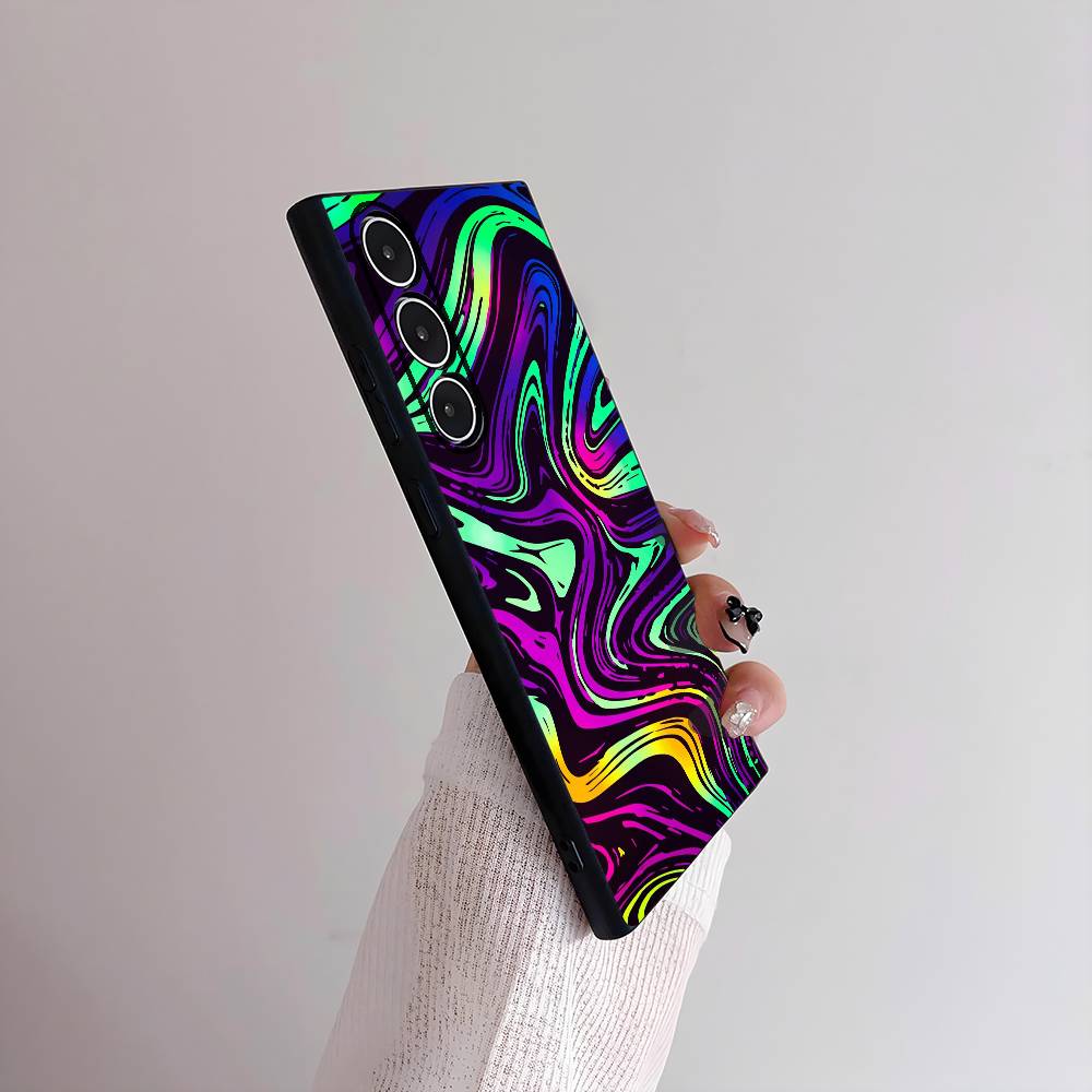 Fashion Neon Swirls Phone Case For Samsung Galaxy S25 S24 S22 S23 Ultra S21 S20 Plus 5G Frosted Non-Slip Full Cover Soft Case