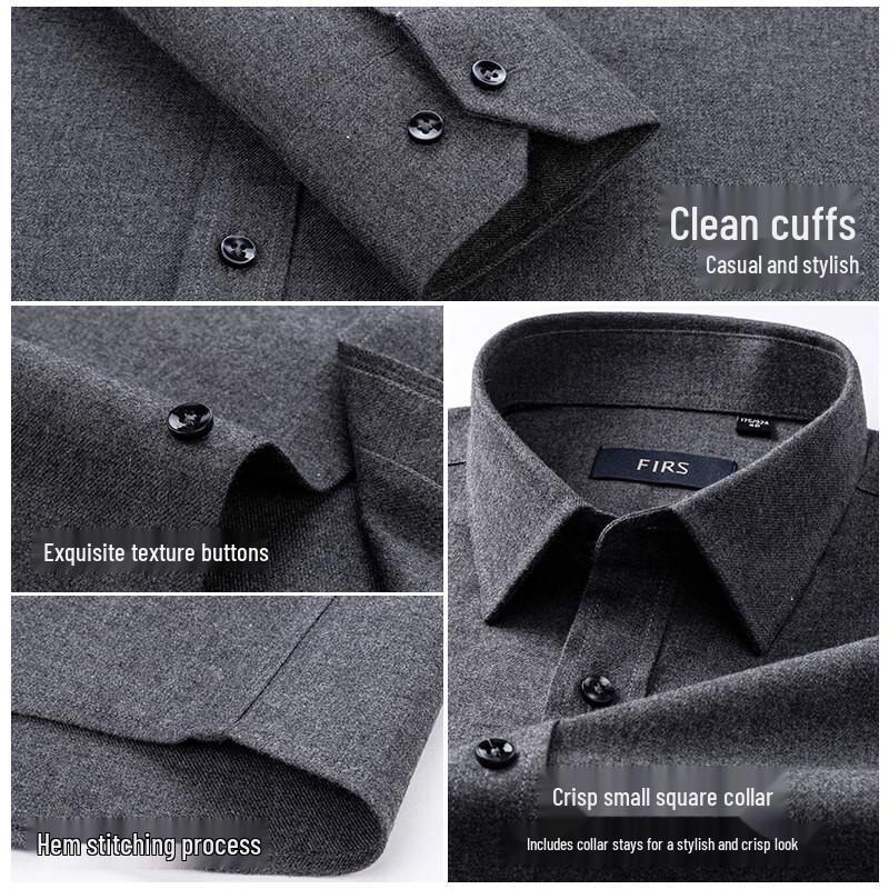 Camicia Casual da Uomo FIRS 100% Cotone Spazzolato a Manica Lunga