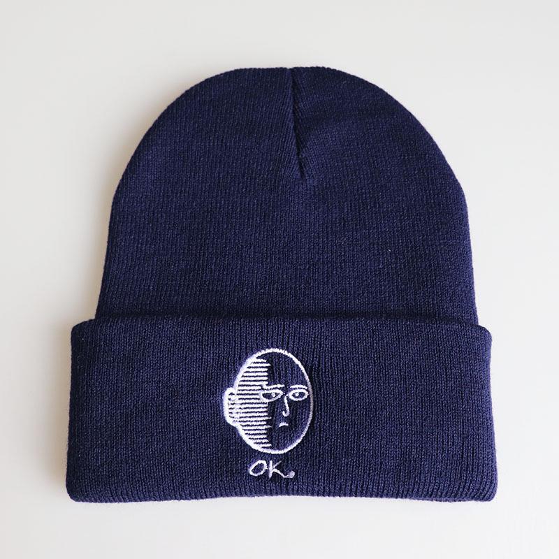 Cartoon animation ONE PUNCH MAN Embroidered Knit Hat Autumn Winter Ski Hat Pullover Hat Woolen Hat