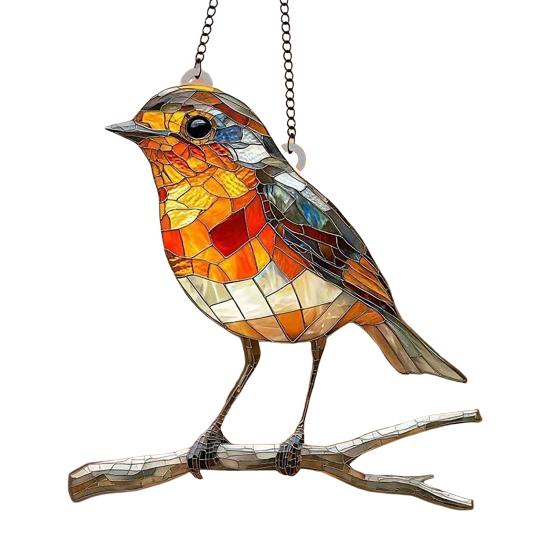 Colorful Bird Acrylic Hanging Decoration Indoor Outdoor Garden Yard Window Wall