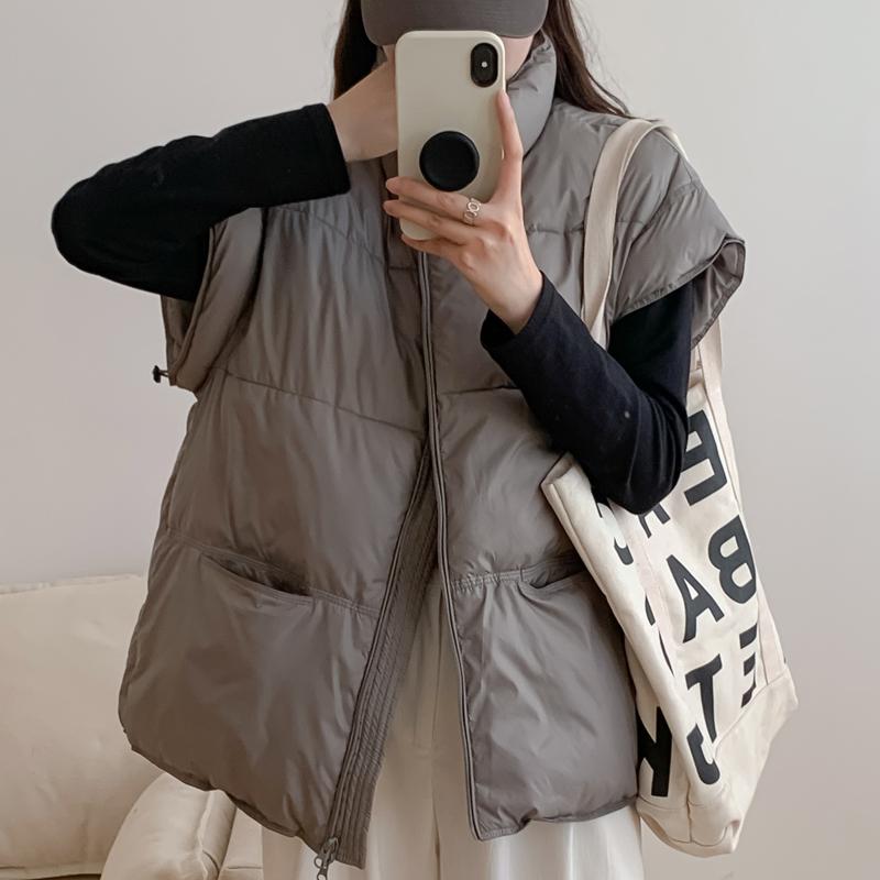 

Модный зимний теплый жилет женский без рукавов парка повседневная толстая женская куртка XL серый