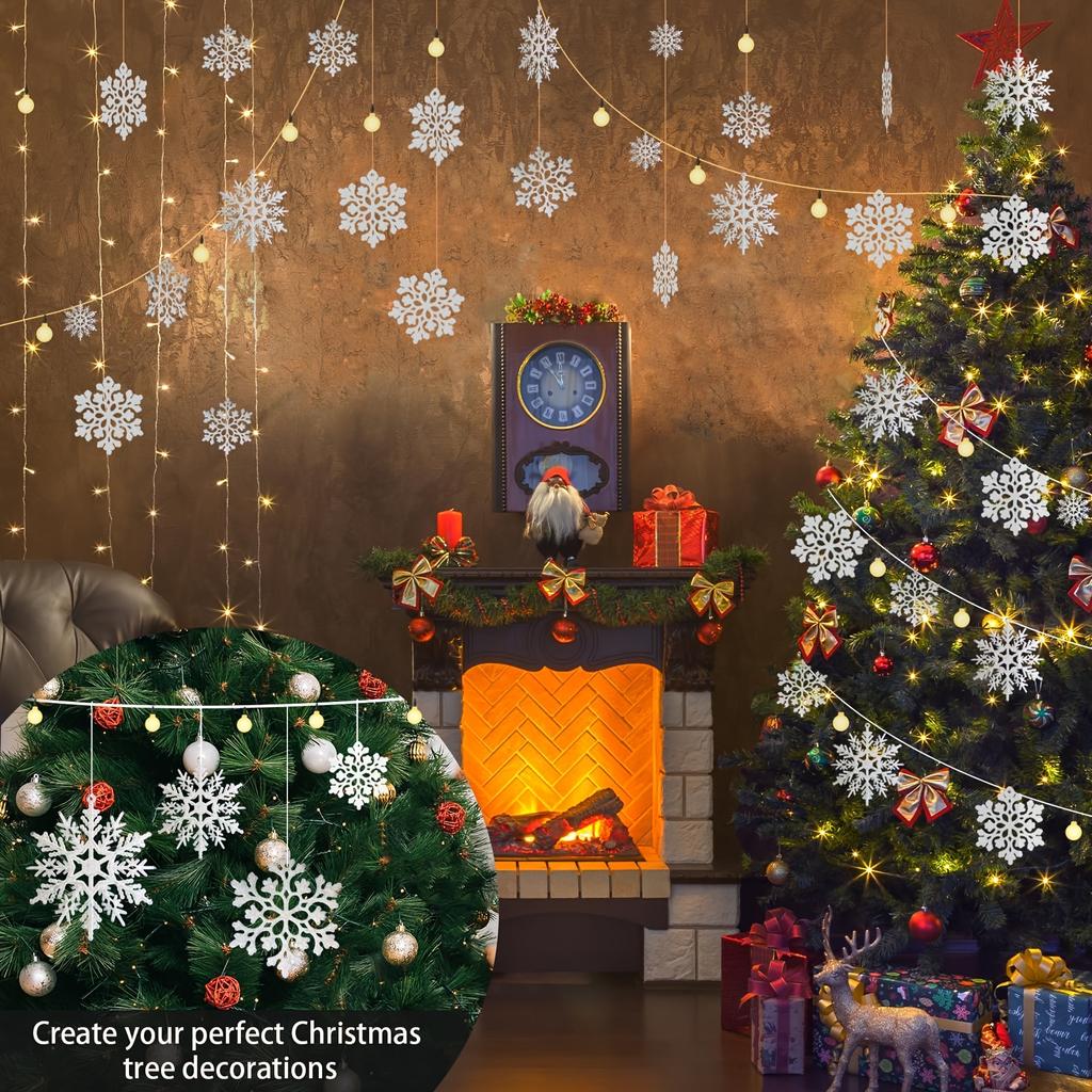 36pcs Classic Felt Snowflake Ornaments, Christmas Tree Decorations, Polyester 100., Festive Indoor Winter Wonderland Decor