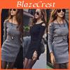 Premium Quality Femme Manches Longues Moulant Mini Robe Tricot For Autumn Winter Events