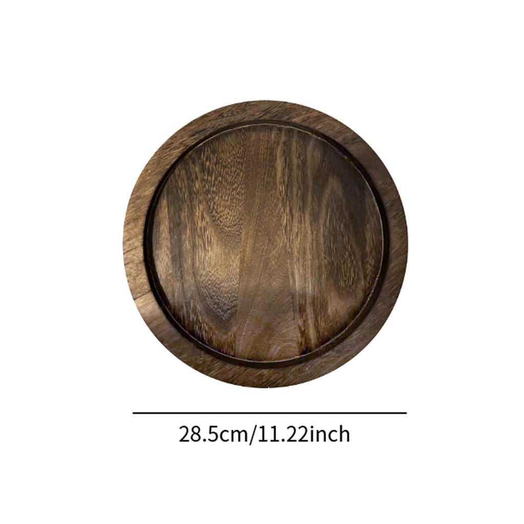 Dřevěný servírovací tác Domácí dekorace 28,5 cm Podnos na svíčky Kulatý dekorativní tác na jídlo Ovoce Svíčky Uzeniny Houba