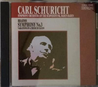 CD SOUTHWESTERN GERMAN BROADCASTING SY  Brahms Symphony No. 3 COCO6589  1990 Japan Classical Used