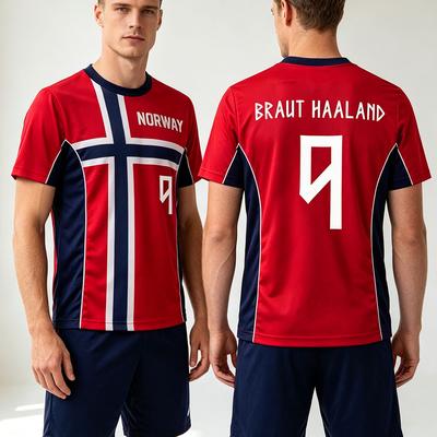Noruega Número 9 HAALAND Camisa de Futebol Camiseta Gola O Manga Curta Solta Masculina Streetwear Unisex Estampa Gráfica Camisetas de Merch