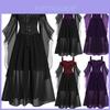 Halloween Witch Dress Gothic Medieval Cosplay Costume Off Shoulder High Quality Polyester Fabric