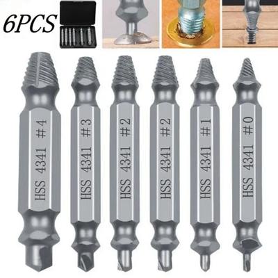 6 Stück Beschädigter Schraubenausdreher Easy Out Set Bolzen Stehbolzen Ausdreher Bohrer Werkzeugsatz Gewindebohrer Satz Ausgebrochener Kopf Schraubenausdreher Reparaturwerkzeug