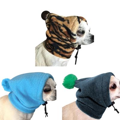 Warm Pet Hat Casual Solid Color Drawstring Adjustable Dog Hat with Pompom Winter Fashion Headgear Party Cosplay Hat