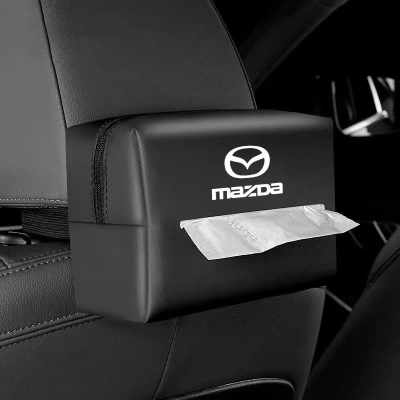 Car Tissue Box Leather Paper Towel Storage Bag Accessories For Mazda 2 3 6 5 Atenza CX3 CX5 MX5 CX7 Axela CX30 CX90 CX60 CX50