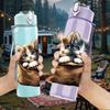 1PC Kitten Cat Inside Canvas Bag Print 750ml Color Plastic Sports Water Bottle Leakproof Flip Straw Lid Suitable for Sports Office Home Use
