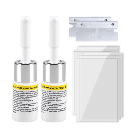 

Набор для ремонта лобового стекла от сколов и трещин, жидкость для ремонта стекла со скребками 2pcs белый