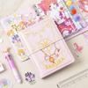 Cute Pink Sakura Anime Loose-Leaf Diary Notebook Colorful Pages Spiral 6 Holes Binder Notebook Journals Planner Stationery Set Quality